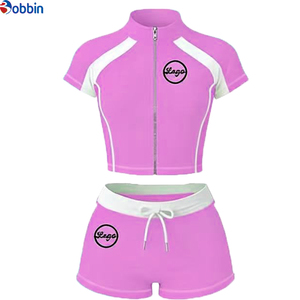 Top Trending Hot Selling Summer Clothes Women Custom Streetwear <b>Workout</b> Sets Zip up Short Sleeve <b>Jacket</b> and Shorts 3 Pcs Set - Product Image 5