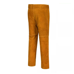 Pantalon de soudeur en cuir fendu grande taille personnalisé, résistant aux flammes, vêtement de travail industriel, coutures en Kevlar, salopette de sécurité robuste - Product Image 4