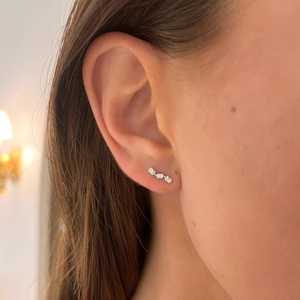 Baguette Lab Grown Diamond Geometric Bar Stud <b>Earrings</b> 14k 18k Solid Gold push <b>back</b> Modern Minimalist Everyday Wear Fine Jewelry - Product Image 6