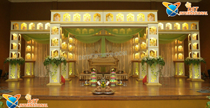 Tradicional Grand Golden Rajwada Wedding Mandap Set Big Fat Outdoor Wedding Mandap portátil y de moda hecho de fibra - Product Image 4