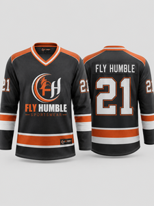 เสื้อฮอกกี้น้ำแข็ง Fly Humble สำหรับผู้ชาย คอวี แขนยาว ระบายอากาศได้ดี ผลิตจากโพลีเอสเตอร์ ชุดกีฬาสำหรับผู้ใหญ่ ทรงปกติ สั่งทำได้รวดเร็ว - Product Image 1