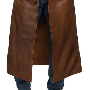 <b>Mens</b> Leather Long Overcoat With Belted Waist <b>Full</b> <b>Length</b> Winter Trench <b>Coat</b> Warm Windproof Outerwear Long Sleeve Fashion - Product Image 3