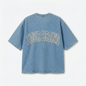 เสื้อยืดคอกว้างทรงโอเวอร์ไซส์สำหรับผู้ชาย ล้างสีแบบแอซิดวอช แขนสั้น สไตล์วินเทจ ปักลายแบบดิสเทรส สำหรับกิจกรรมกลางแจ้ง รับผลิตแบบ OEM - Product Image 4