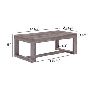 Tavolino da Caffè Contemporaneo in Legno con Finitura Rustica Marrone Grigio Tan per Arredamento Soggiorno - Product Image 4