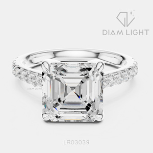 แหวนเพชรทรง Asscher น้ำหนัก 3.78 กะรัต ดีไซน์หรูหรา ผลิตในห้องปฏิบัติการ ตัวเรือนทองคำขาว 14K พร้อมใบรับรอง IGI สี F+ ความสะอาด VS+ เหมาะสำหรับเป็นของขวัญสำหรับผู้หญิง - Product Image 1
