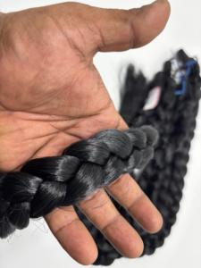Premium Dyed Raw Lotus Hair Fiber Natural Black Eco-Friendly <b>Braided</b> Fiber for Hairpieces <b>Braiding</b> <b>Accessories</b> Handicraft Use - Product Image 2