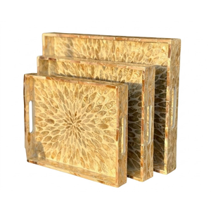 Plateau décoratif artisanal en nacre style urbain, durable, pour rangement domestique - Product Image 2
