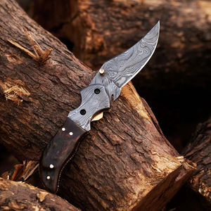 Cuchillo de Damasco Hecho a Mano, Herramienta de Bolsillo Multiusos para Exteriores con Diseño Compacto, Cuchillo de Bolsillo de Damasco - Product Image 2