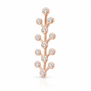 Pendientes de Oro Rosa con Diamantes, Corte Brillante Redondo, Engaste en Bisel, Forma de Planta, Minimalistas, para Uso Diario de Mujer - Product Image 6