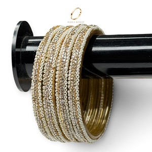Bracelets en verre plaqués or de luxe pour femmes, bijoux en perles cachemiriennes, pour les mariages, prix de gros - Product Image 4