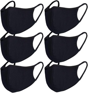 Masque facial en coton noir 3 plis réutilisable avec boucles auriculaires pour usage quotidien toutes saisons - Product Image 1