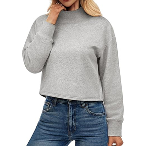 Sweat-shirt oversize pour femme, style décontracté, manches longues, épaules tombantes, col roulé, logo personnalisé sur le devant, hiver - Product Image 5