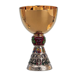 Cáliz y Ciborio de latón de la Pasión de Cristo en dos tonos, oro y plata, estilo celta, de alta calidad, para uso en iglesias. - Product Image 3