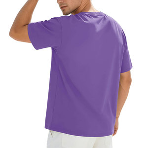 T-shirt Ringer Homme Col Côtelé Extensible Tendance Élégant Vêtement Masculin Respirant Anti-rétrécissement Anti-transpiration - Product Image 3