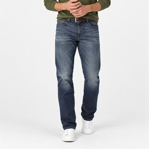 Men's Dark Wash Slim Jeans Mid Waist Vintage Denim Pants High Quality Custom Branding Wholesale Supplier - Product Image 2