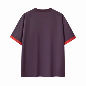 T-shirt décontracté 100 % coton écologique pour homme et femme, col double couche contrastant, personnalisable, plusieurs couleurs, collection assortie pour couple - Product Image 2