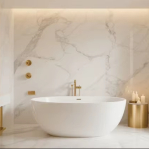 Bañera Independiente de Mármol Natural Tallada a Mano de Lujo, con Desagüe, Ecológica, Estilo Europeo Rústico, para Baño Interior de Villa - Product Image 1