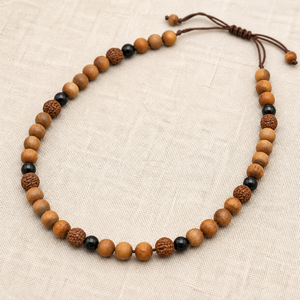 Collier en perles d'onyx noir et œil de tigre, perles rondes noires mates de 10 mm, accents bruns polis, fermoir en acier inoxydable - Product Image 3