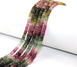 Perles de pierre en forme de pneu à facettes multi-tourmaline de haute qualité 6mm durables et élégantes - Product Image 6