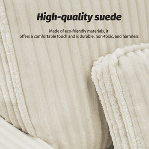 Deep Seat 3-Seater Modern Comfort Corduroy <b>Sofa</b> with Brushed Stainless Steel Cup Holders 3 Decorative <b>Pillows</b> for Living Room - Product Image 5