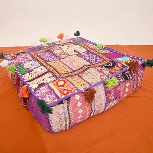 Coussins de sol bohème Housse de coussin décorative Coussin Sari Patchwork - Product Image 1