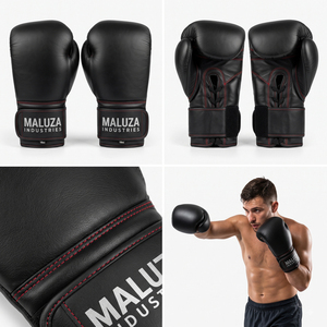ถุงมือชกมวยหนังแท้สั่งทำพิเศษจาก MALUZA INDUSTRIES สำหรับทุกเพศ แบบ OEM ระบายอากาศได้ดี ป้องกันแรงกระแทกด้วยโฟมความหนาแน่นสูง พร้อมตะขอเกี่ยว - Product Image 5