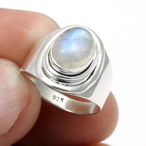 Premium Quality Oval Cut Rainbow <b>Moonstone</b> Gemstone <b>Ring</b> Made From Solid 925 Sterling Silver Bohemian Style Handmade Jewelry - Product Image 5