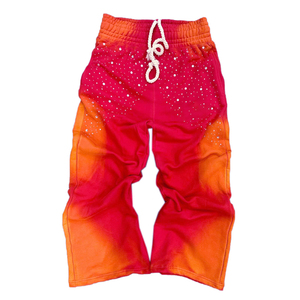 High Quality Heavyweight Fleece Tie Dye Pants Men Rhinestone Graphic Baggy <b>Sweatpants</b> <b>Wholesale</b> Custom Logo <b>Flare</b> Jogging - Product Image 5