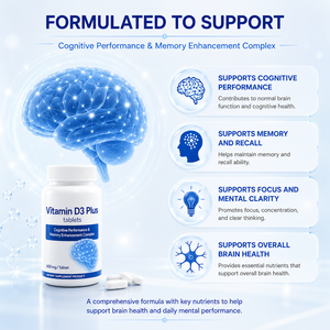 Natural Vitamin D3 Plus Tablets Cognitive Performance Memory Enhancement Dietary <b>Supplement</b> 600mg Not for Pregnant Women - Product Image 3