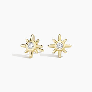 Pendientes de diamantes con forma de escudo abstracto dorado - Product Image 1