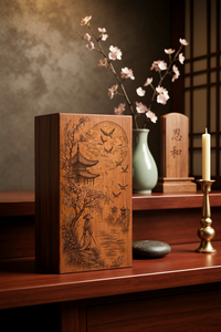 Urna de Madera para Cenizas, Caja Conmemorativa para Cremación, Caja de Recuerdo con Grabado de Pagoda de Flores de Cerezo, Decoración de Escritorio - Product Image 4