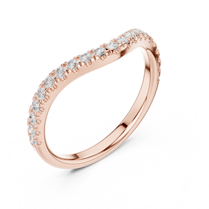 Rose Gold Lab Grown Diamond Curved Wedding Band Contoured Pavé <b>Stacking</b> <b>Ring</b> Women's Fine Jewelry Matching <b>Ring</b> - Product Image 4