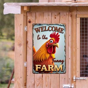 Letrero de metal rústico divertido de granja, bienvenido a la granja de pollos, regalos y decoración de gallos para el hogar, letrero de pared de madera para gallinero - Product Image 5
