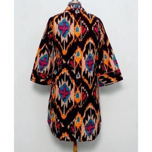 เสื้อคลุมกิโมโนแขนสั้นคอวีผ้าฝ้าย 100% สวมใส่สบาย พิมพ์ลายอิคัต น้ำหนักเบา ระบายอากาศได้ดี เหมาะสำหรับผู้หญิง ใส่ได้ทุกฤดูใบไม้ผลิ ฤดูร้อน ฤดูหนาว - Product Image 6