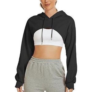 Sudadera con Capucha Corta para Mujer, para Uso en Invierno, Hecha de Algodón/Poliéster, de Secado Rápido, Transpirable, Antipilling y Resistente al Viento - Product Image 1