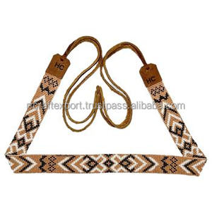 Chapeau occidental fait à la main d'inspiration aztèque avec perles multicolores et attaches en cuir pour mariage et fête ajoute un style unique - Product Image 3