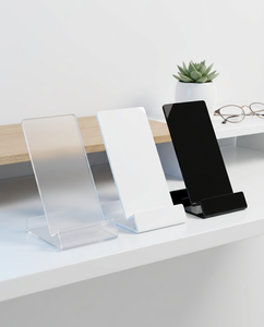 Modern Sturdy Clear Matt Acrylic Customized Countertop Phone <b>Stand</b> Easy Assembly Freestanding Elegant Display Solution - Product Image 1