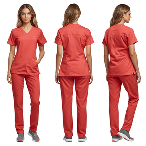 Offre Spéciale : Ensemble de Blouse et Pantalon Médical Confortable pour Femme en Corail – Tenue de Travail Médicale - Product Image 2