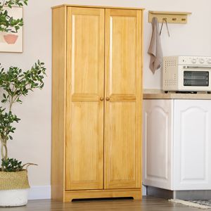 Armadio dispensa moderno da 170 cm in pino, autoportante, con ante e ripiani per cucina o sala da pranzo - Product Image 2
