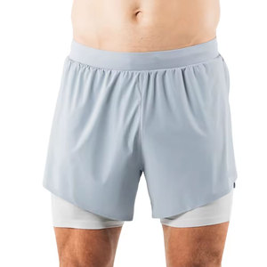 Workout Gym <b>Shorts</b> for <b>Men</b> High Quality 2 1 Solid Breathable Eco-Friendly Spandex/Polyester <b>Elastic</b> Waist Customizable Fitness - Product Image 1