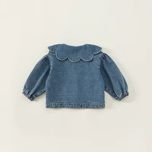 Manteau en jean décontracté printemps-automne pour bébés filles avec fermeture éclair brodée - Product Image 2