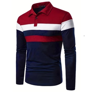 Camiseta de Hombre de Manga Corta a Rayas, Tejida, con Bloques de Color, Corte Regular, Informal, 100% Algodón, Transpirable, Diseño Holgado - Product Image 3