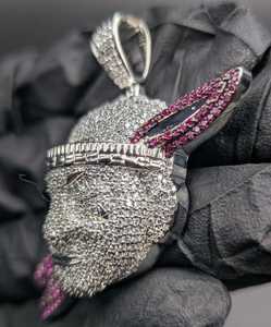 Colgante de Moissanita Personalizado con Cara de Conejo, Estilo Hip Hop Iced Out, Plata 925, Joyería Fina de Lujo, Colgantes y Dijes - Product Image 5