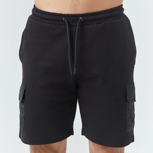 Conjunto de 2 Piezas para Hombre, Camiseta de Algodón Negra con Cuello Redondo, Estilo Casual de Verano, Tejido Transpirable, Color Sólido, Pantalones Cortos y Camiseta - Product Image 3