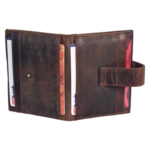 Genuine Leather Trifold <b>Wallet</b> For Men Slim <b>Card</b> Organizer Multiple Slots Coin Pocket Button Closure Compact Cash <b>Holder</b> ID Wind - Product Image 2