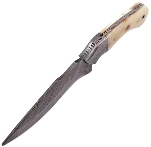 Couteau de chasse en acier Damas de haute qualité, nouvelle mode 2025, manche en os, camping, OEM PRESTIGE BLADES, pointe de chute personnalisée, 1 an - Product Image 3