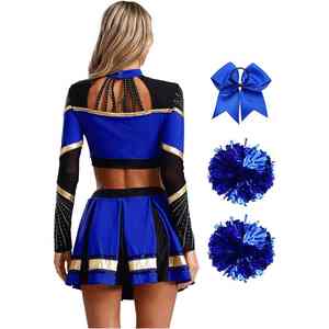 Haut sans manches en nylon doux et très élastique, respirant, avec jupe plissée, pour uniforme de cheerleading de club scolaire - Product Image 3