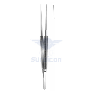 Micro Pinzas Curvas de 18 cm (7 Pulgadas) con Punta Cilíndrica de 0.4 mm, Acero Inoxidable Premium, Extremadamente Ligeras, Bien Equilibradas, Sin Causar Fatiga - Product Image 1