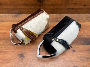 กระเป๋าเครื่องสำอางมีพู่หนังวัวแท้ใหม่สไตล์ตะวันตกกระเป๋าเครื่องสำอางมีสไตล์สำหรับจัดเก็บเครื่องสำอางกล่องจัดระเบียบเวลาเดินทาง - Product Image 4