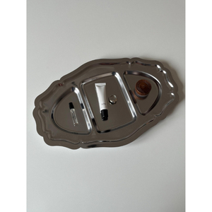 Plateau de service en métal à prix avantageux pour la maison et l'hôtel, plateau ovale en acier inoxydable plaqué argent - Product Image 1